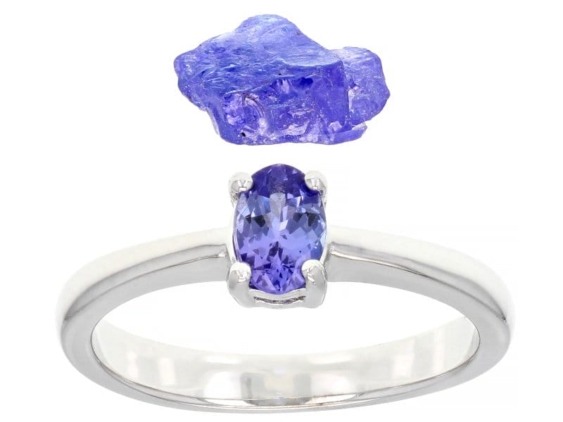 Blue Tanzanite Rhodium Over Sterling Silver Ring Box Set 0.40ctw