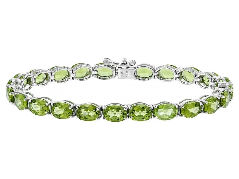 Green Peridot Rhodium Over Sterling Silver Bracelet 20.15ctw