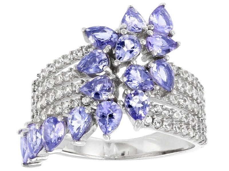 Blue Tanzanite Rhodium Over Sterling Silver Ring 2.61ctw