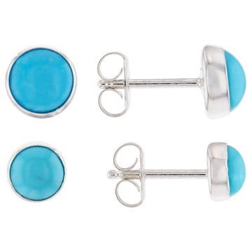 Blue Sleeping Beauty Turquoise Sterling Silver Earring Set Of Two Pairs