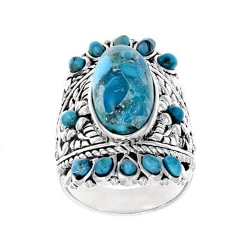 Blue turquoise sterling silver ring