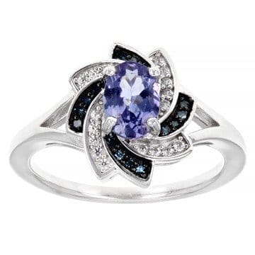 Blue Tanzanite Rhodium Over Silver Ring 0.83ctw