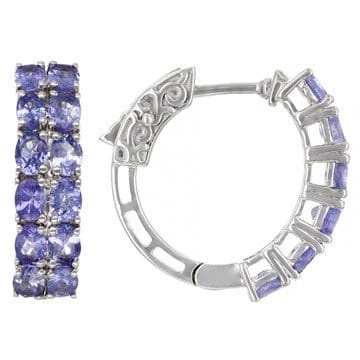 Blue Tanzanite Rhodium Over Sterling Silver Hoop Earrings 4.00ctw