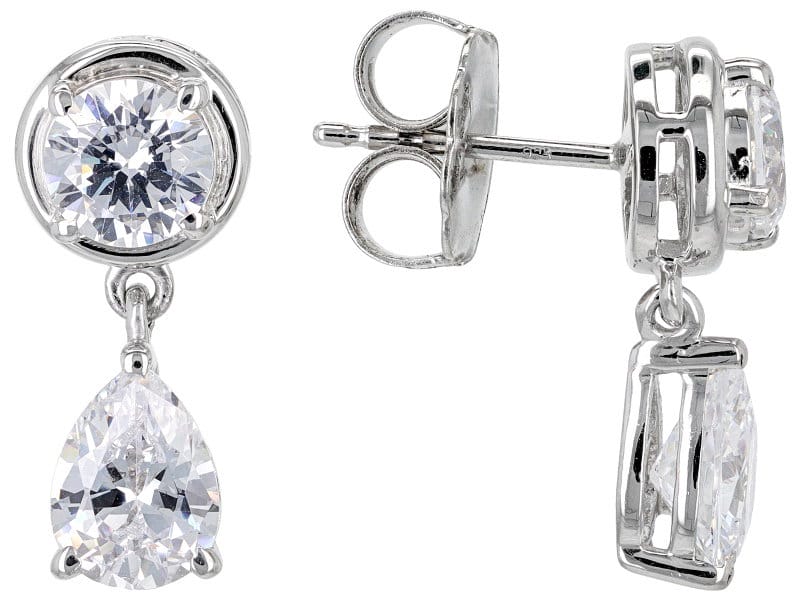 White Cubic Zirconia Rhodium Over Sterling Silver Earrings 5.85ctw