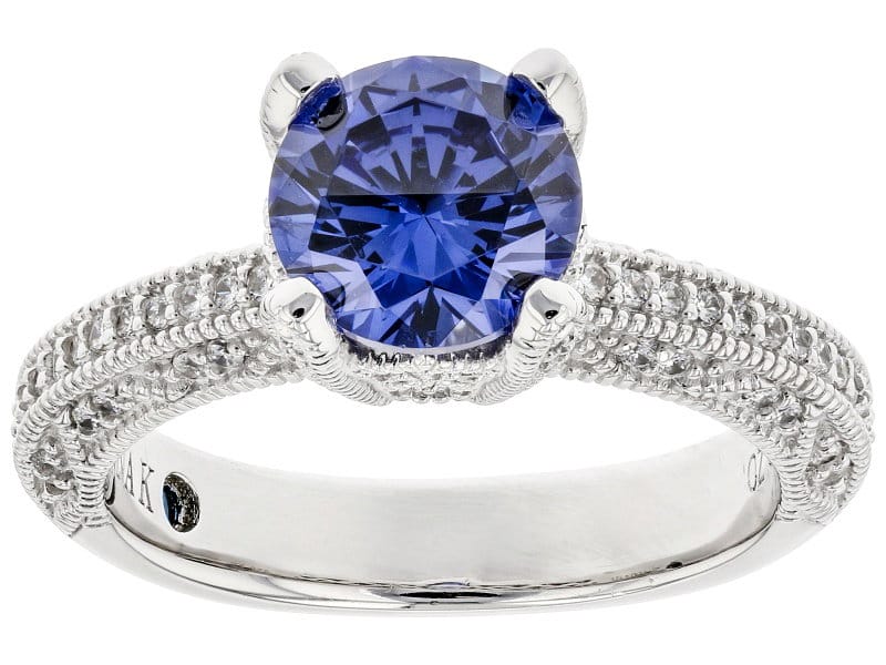 Blue And White Cubic Zirconia Platineve™ Ring 2.98ctw