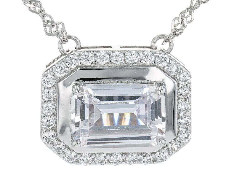 White Cubic Zirconia Rhodium Over Sterling Silver Necklace 5.98ctw