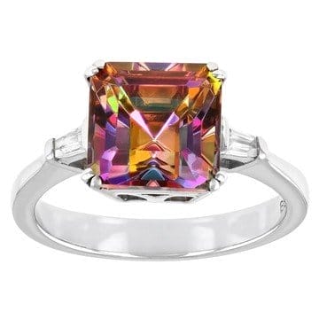 Multi Color Quartz Rhodium Over Sterling Silver Ring 2.15ctw