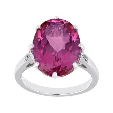 Pink Topaz Rhodium Over Sterling Silver Ring 9.83ctw