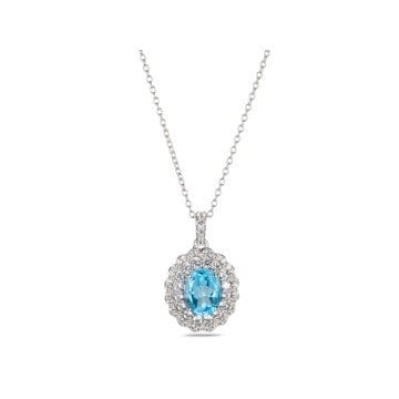 Swiss Blue Topaz Rhodium Over Sterling Silver Pendant with Chain 2.69ctw