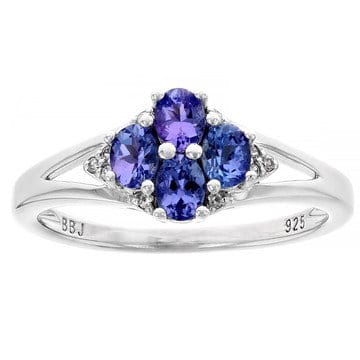 Blue Tanzanite Platinum Over Sterling Silver Ring 0.60ctw