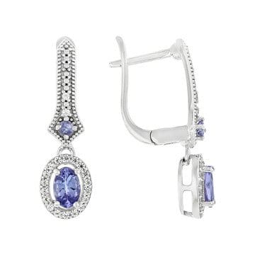 Blue Tanzanite Rhodium Over Sterling Silver Earrings 1.12ctw