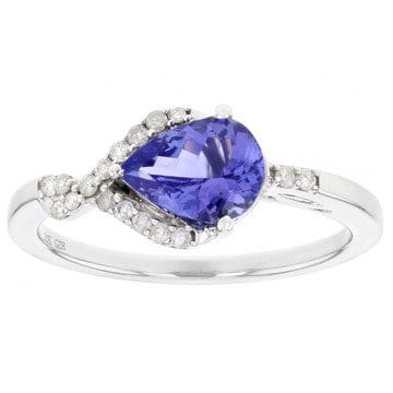 Blue Tanzanite Rhodium Over 10k White Gold Ring 1.09ctw