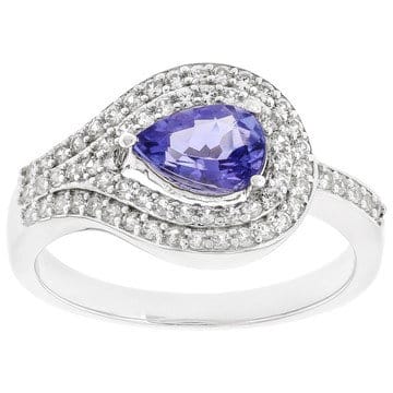 Blue Tanzanite Rhodium Over Sterling Silver Ring 1.10ctw