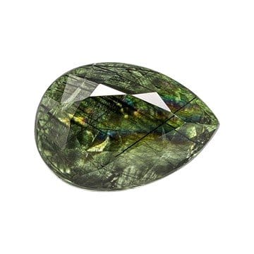 Peridot with Ludwigite 13.4x9.3mm Pear Shape 7.15ct