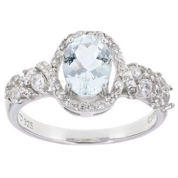 Aquamarine Rhodium Over Sterling Silver Ring 1.68ctw