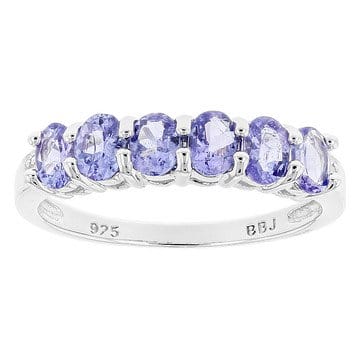 Blue Tanzanite Rhodium Over Sterling Silver Ring .84ctw