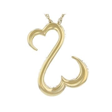 14k Yellow Gold Over Sterling Silver Open Hearts Pendant With Chain