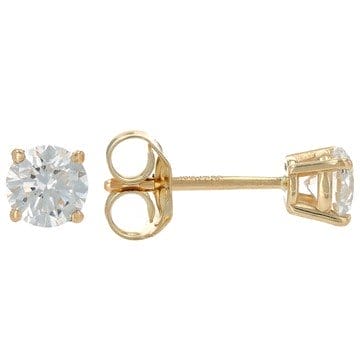 White Lab-Grown Diamond H SI 10k Yellow Gold Stud Earrings 0.50ctw