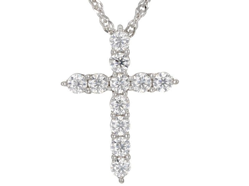 Moissanite platineve cross pendant .55ctw DEW