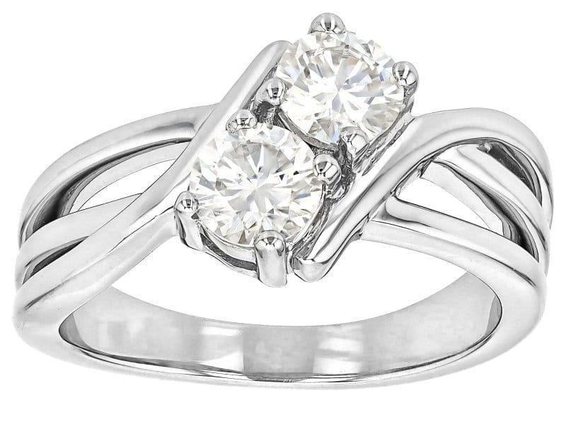 Moissanite Platineve Bypass Ring 1.00ctw DEW.