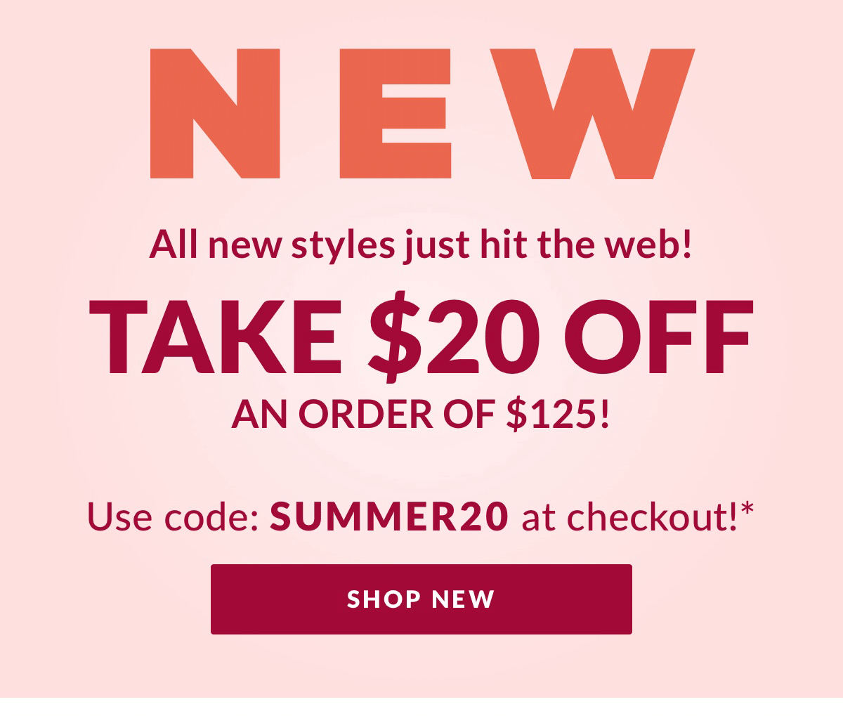 Get \\$20 off an order of \\$125 with code: SUMMER20 at checkout