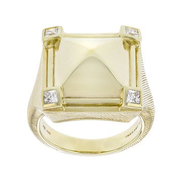 Judith Ripka Cubic Zirconia 14k Gold Clad Cairo Ring 0.54ctw