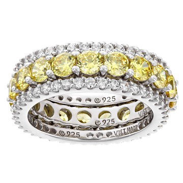 Yellow And White Cubic Zirconia Platinum Over Sterling Silver Look Toward The Sun Ring Set 7.44ctw
