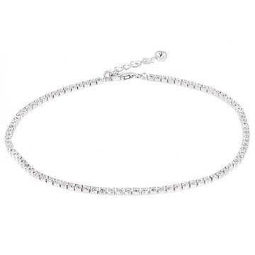 Cubic Zirconia Rhodium Over Silver Anklet 5.22ctw