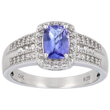 Blue Tanzanite Rhodium Over Sterling Silver Ring 0.98ctw