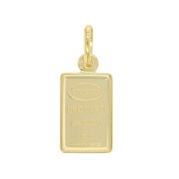 24k Yellow Gold 1g Ingot Pendant With 10k Yellow Gold Frame