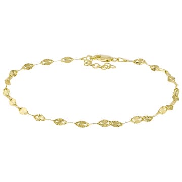 18k Yellow Gold Over Bronze 3.5mm Sunburst Mirror Link Anklet