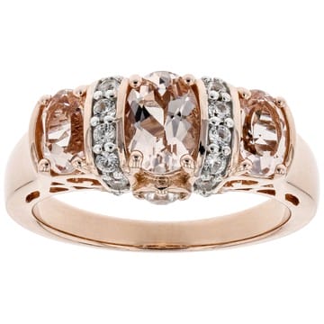 Peach morganite 18k rose gold over silver ring 1.63ctw