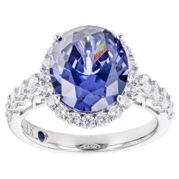 Blue And White Cubic Zirconia Platineve Anniversary Ring 6.81ctw