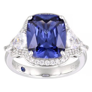 Blue And White Cubic Zirconia Platineve® Ring 10.68ctw