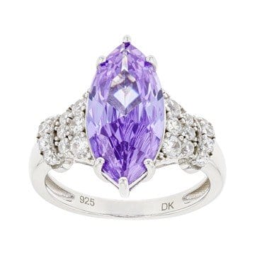 Lavender And White Cubic Zirconia Rhodium Over Sterling Silver Ring 7.30ctw