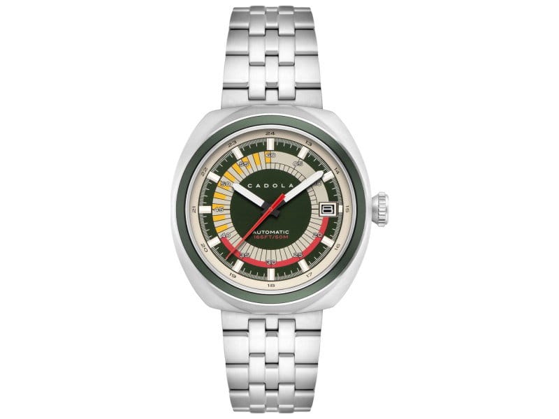 Cadola Men's Giulia 43mm Automatic Stainless Steel Watch Beige and Green Dial