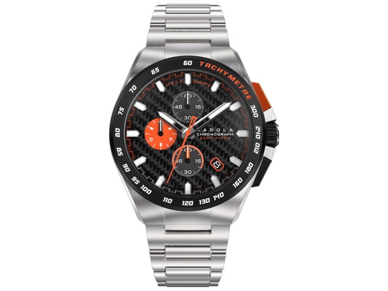 Cadola Men's Peterson 44mm Quartz Stainless Steel Watch Orange Accents