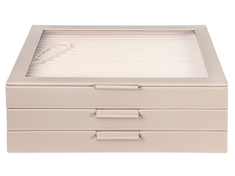 WOLF Large Jewelry Box with Window and LusterLoc (TM) in Taupe