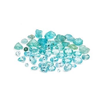 Neon Apatite Mixed Size And Shape 30.00ctw Rough and Faceted Parcel