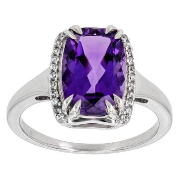 Lavender Amethyst With White Zircon Rhodium Over Sterling Silver Ring 3.37ctw