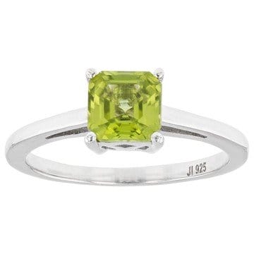 Green Peridot Rhodium Over Sterling Silver Ring 1.03ct