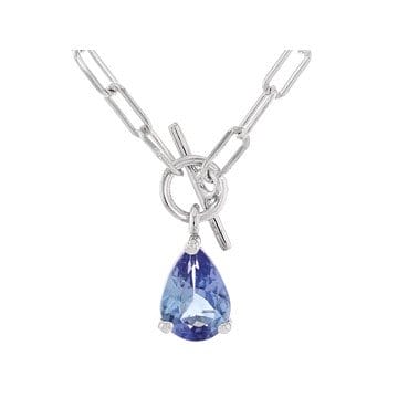 Blue Tanzanite Rhodium Over Sterling Silver Necklace 0.60ctw