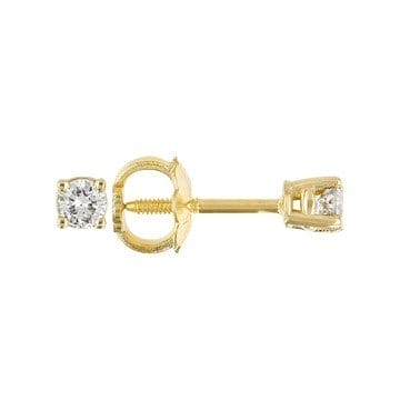 White Diamond 14K Yellow Gold Stud Earrings 0.10ctw