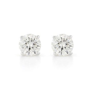 Certified White Lab-Grown Diamond H-I SI 14k White Gold Stud Earrings 1.00ctw