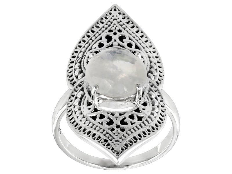 Rainbow Moonstone Sterling Silver Ring 2.04ct