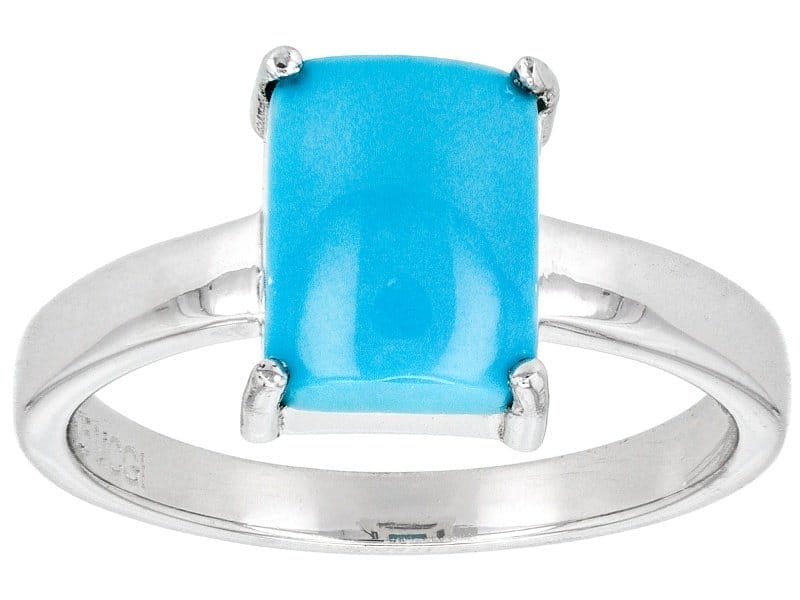 Sleeping Beauty Turquoise Rhodium Over Sterling Silver Ring