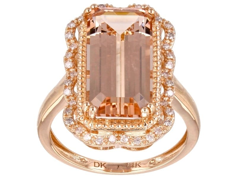 Peach Morganite And White Diamond 14k Rose Gold Ring 4.83ctw