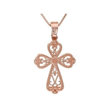 Copper Textured Cross Enhancer With Chain