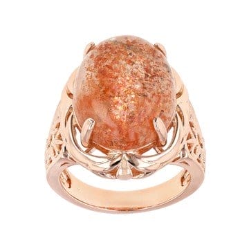 Red Sunstone Solitaire Copper Ring