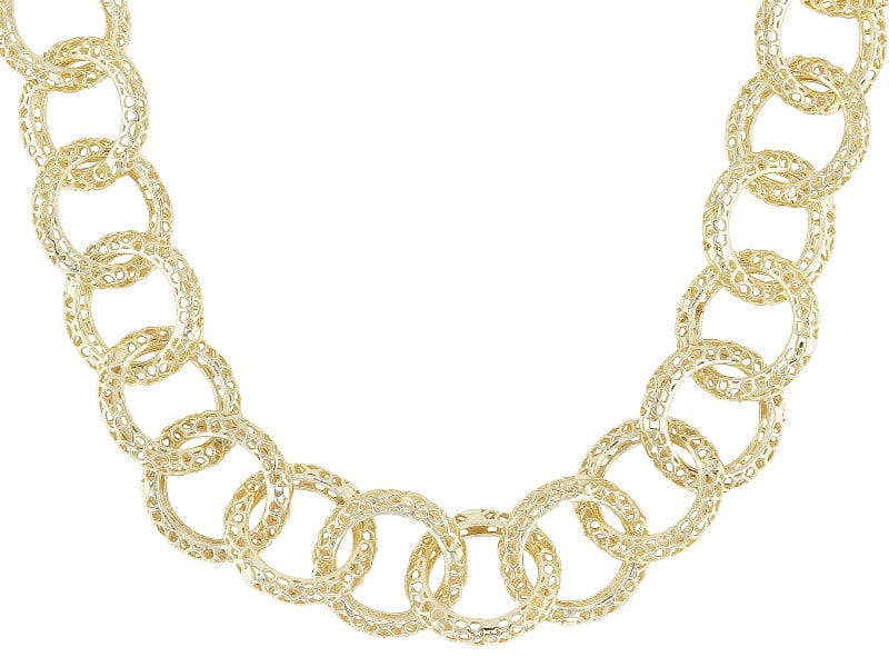 18K Yellow Gold Over Sterling Silver Rolo Link Necklace